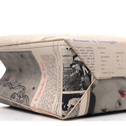 Bottega Veneta Newspaper Print Small Shopper Tote Beige Multicolor 8 of 9