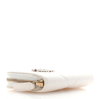 Chanel Lambskin Quilted Chanel 19 Zip Around Coin Purse Wallet White 4 of 7