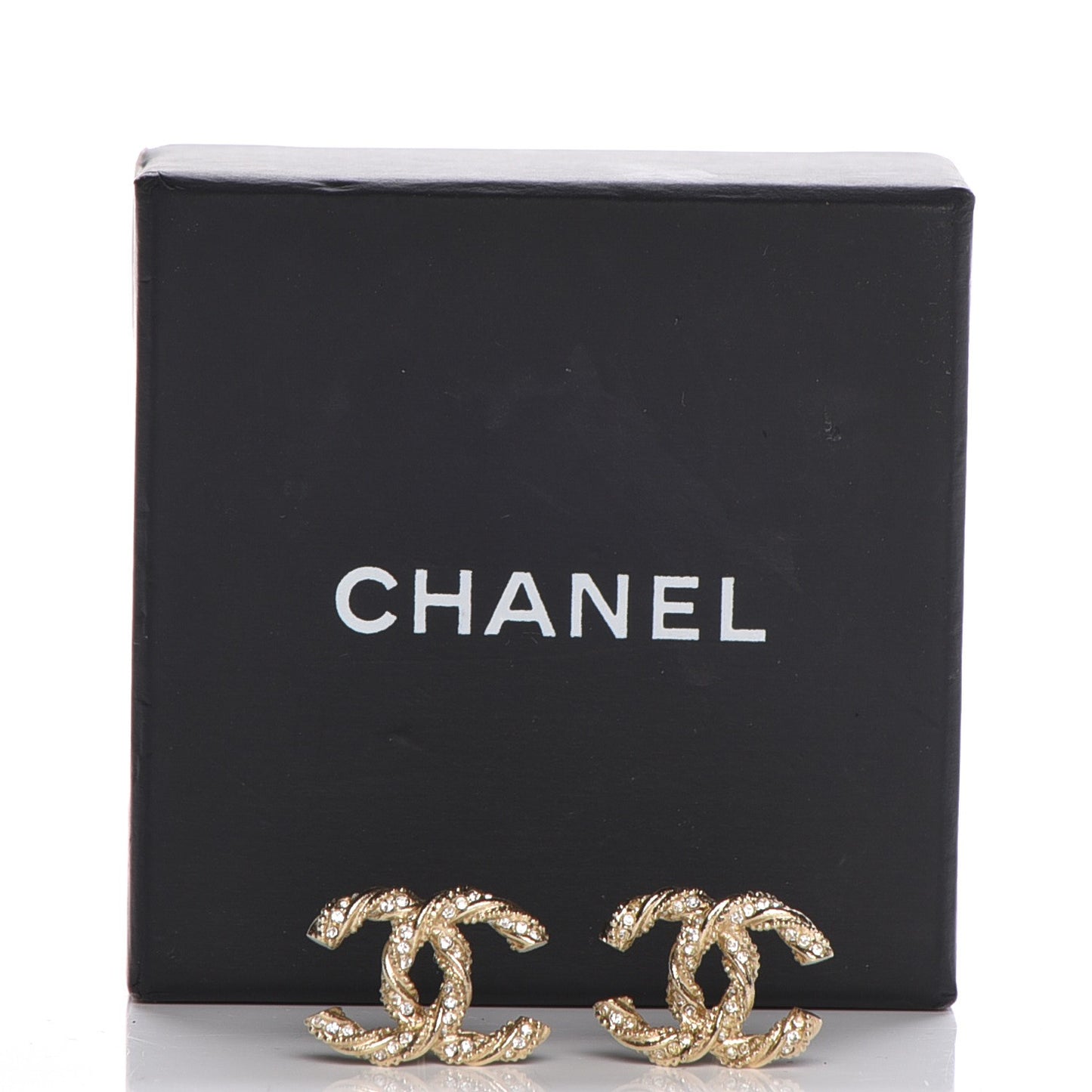 Crystal Twisted CC Earrings Gold