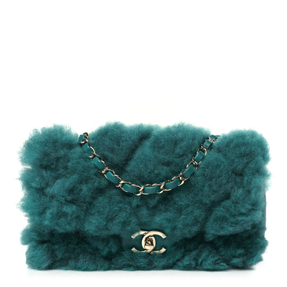Chanel Shearling Lambskin Quilted Flap Green 1 of 10