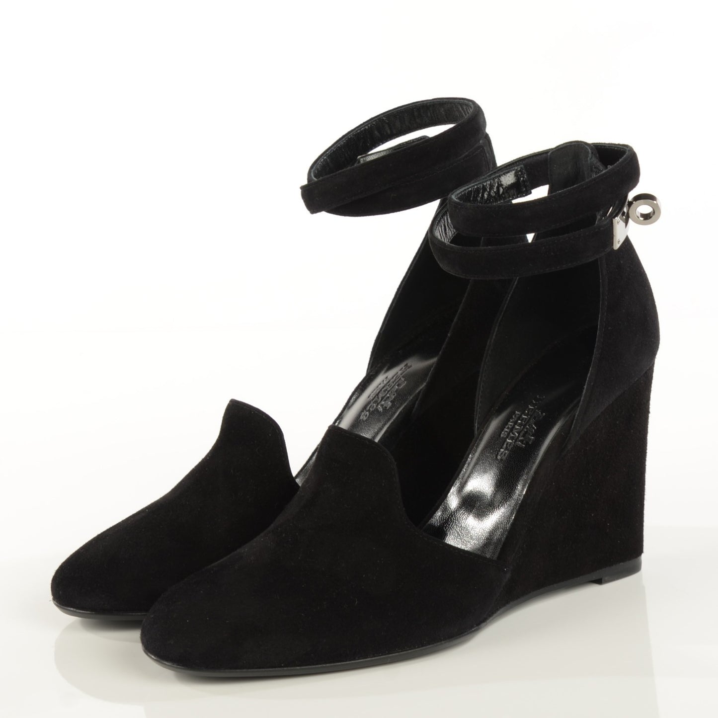 Suede Goatskin Lively Slingback Strap Pumps 36.5 Black