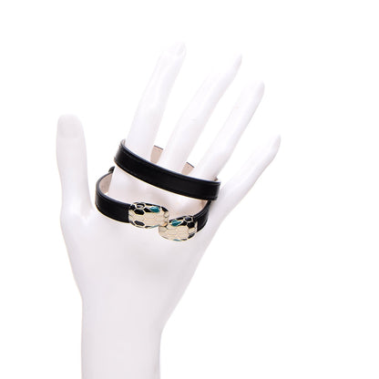 Bulgari Calfskin Serpenti Forever Multi Coiled Bracelet S Black 2 of 6