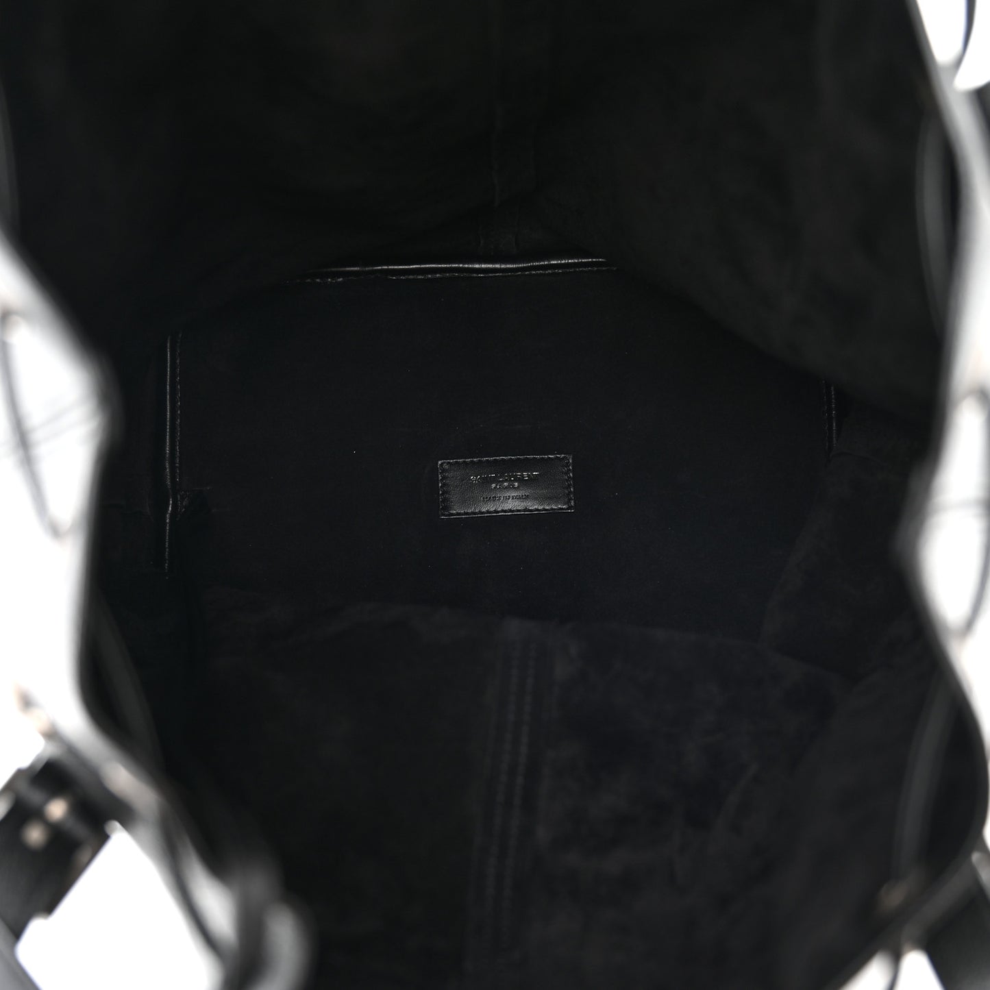 Lambskin Medium Heart Studded Riva Bucket Bag Black