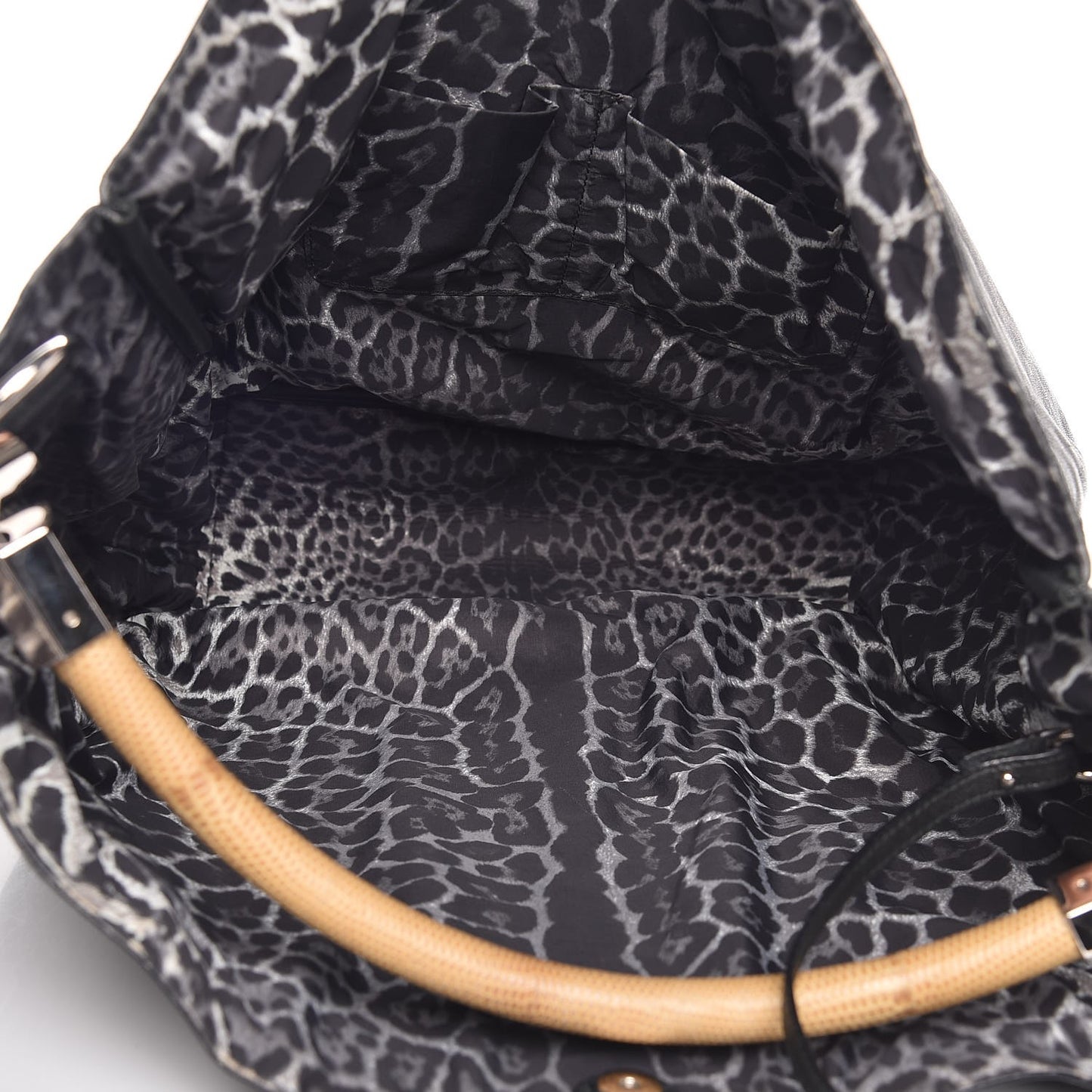 Goatskin Lizard Embossed Large Roady Hobo Black