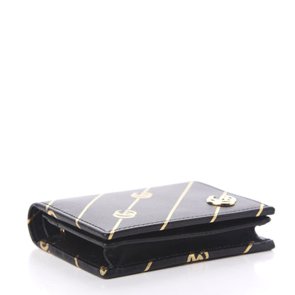 Gucci Calfskin Diagonal GG Card Case Black Gold 3 of 7