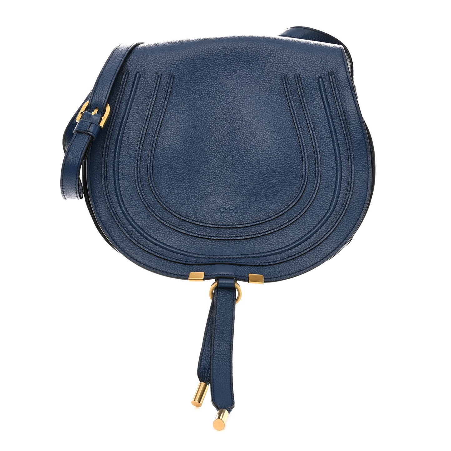 Calfskin Medium Marcie Round Crossbody Bag Royal Navy