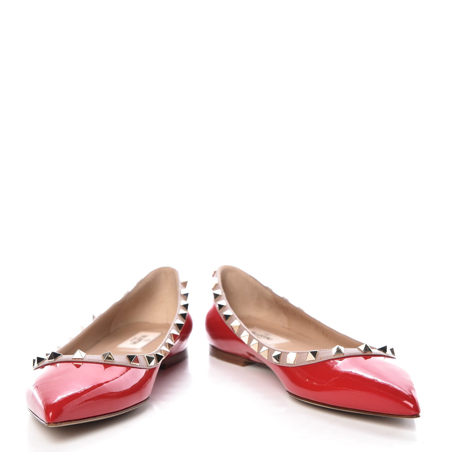 Valentino Garavani Patent Nappa Rockstud Ballerina Flats 39.5 Rosso Valentino Poudre 5 of 10