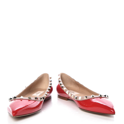 Valentino Garavani Patent Nappa Rockstud Ballerina Flats 39.5 Rosso Valentino Poudre 5 of 10
