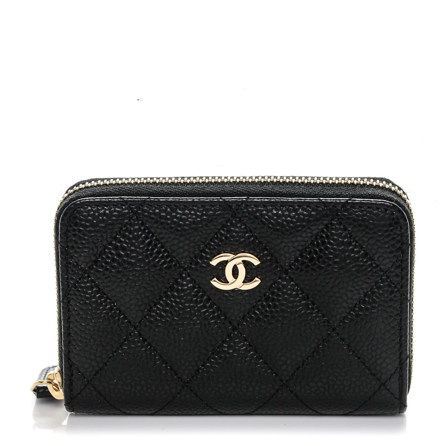 Caviar Quilted Zip Coin Purse Black