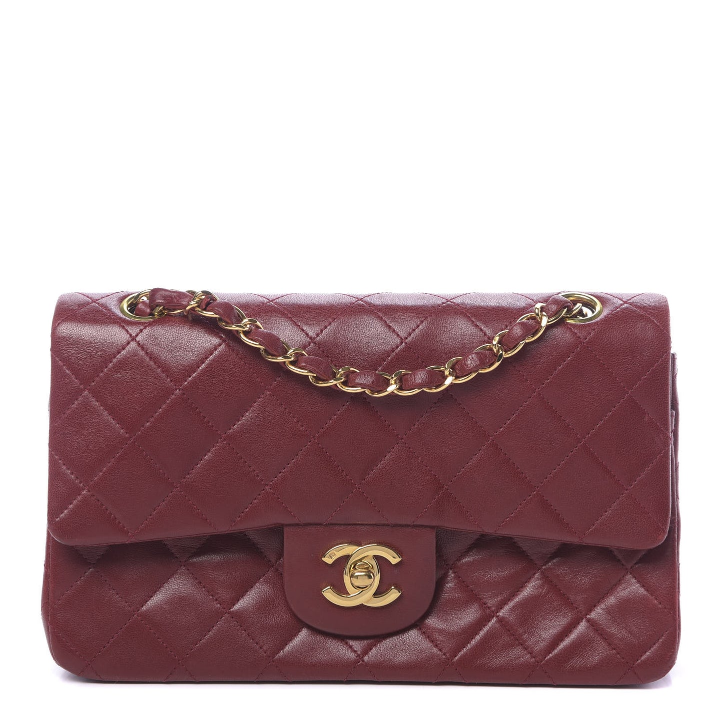 Lambskin Quilted Small Double Flap Red