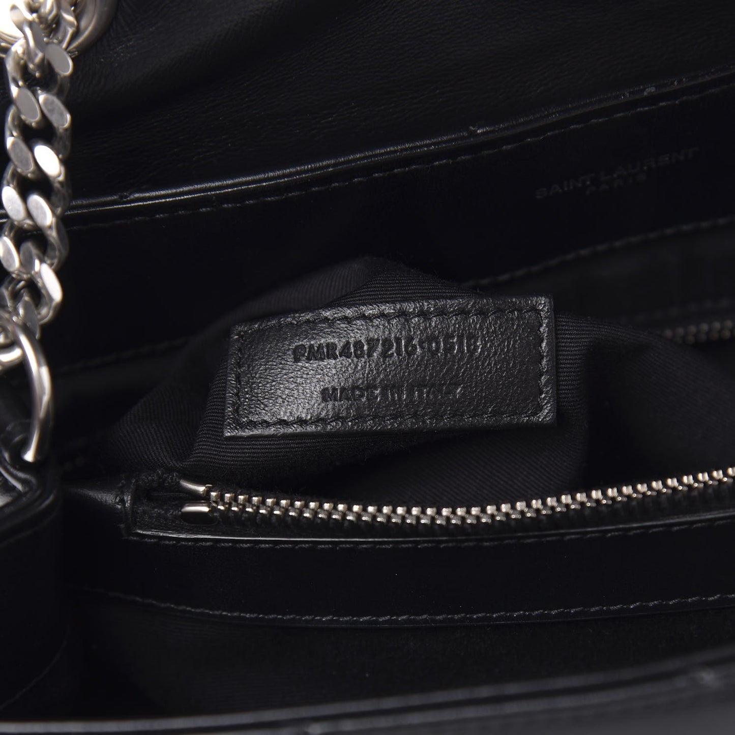 Calfskin Y Quilted Monogram Medium Loulou Chain Satchel Black