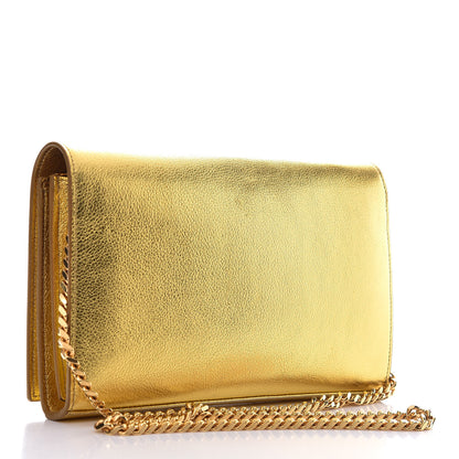 Saint Laurent Metallic Calfskin Monogram Chain Wallet Gold 3 of 15