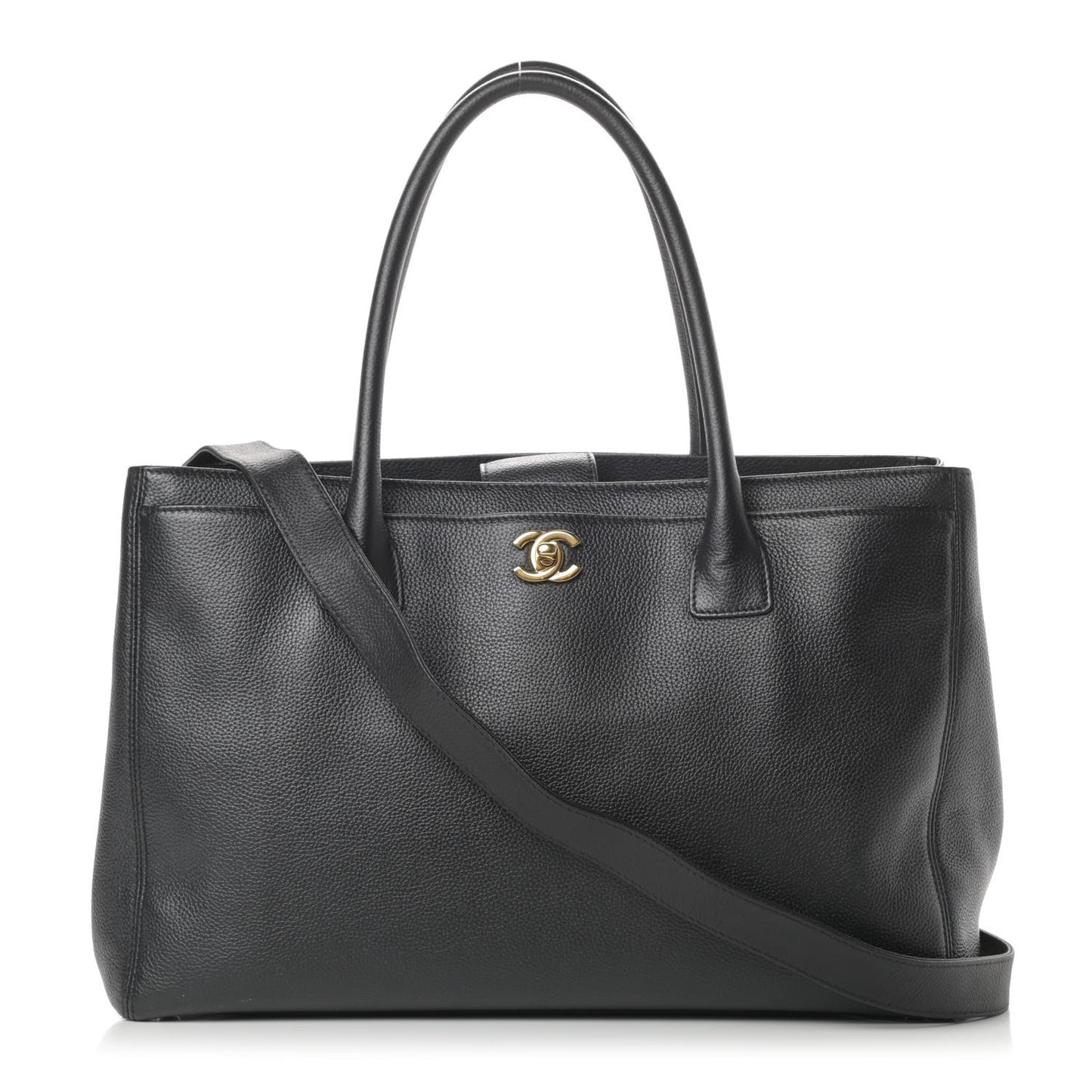 Calfskin Cerf Executive Shopper Tote Black