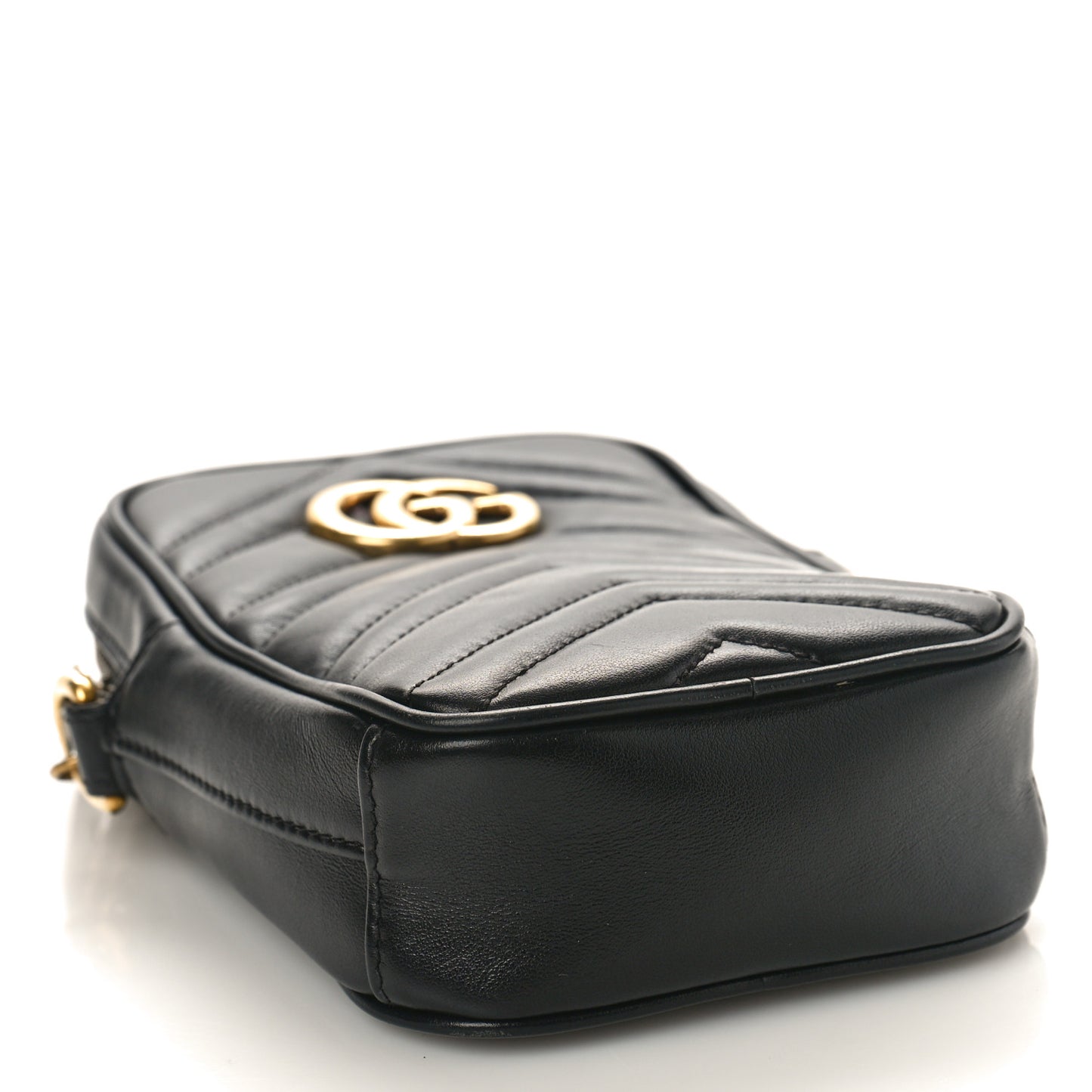 Calfskin Matelasse Mini GG Marmont Crossbody Bag Black