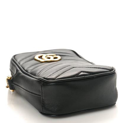 Gucci Calfskin Matelasse Mini GG Marmont Crossbody Bag Black 4 of 10