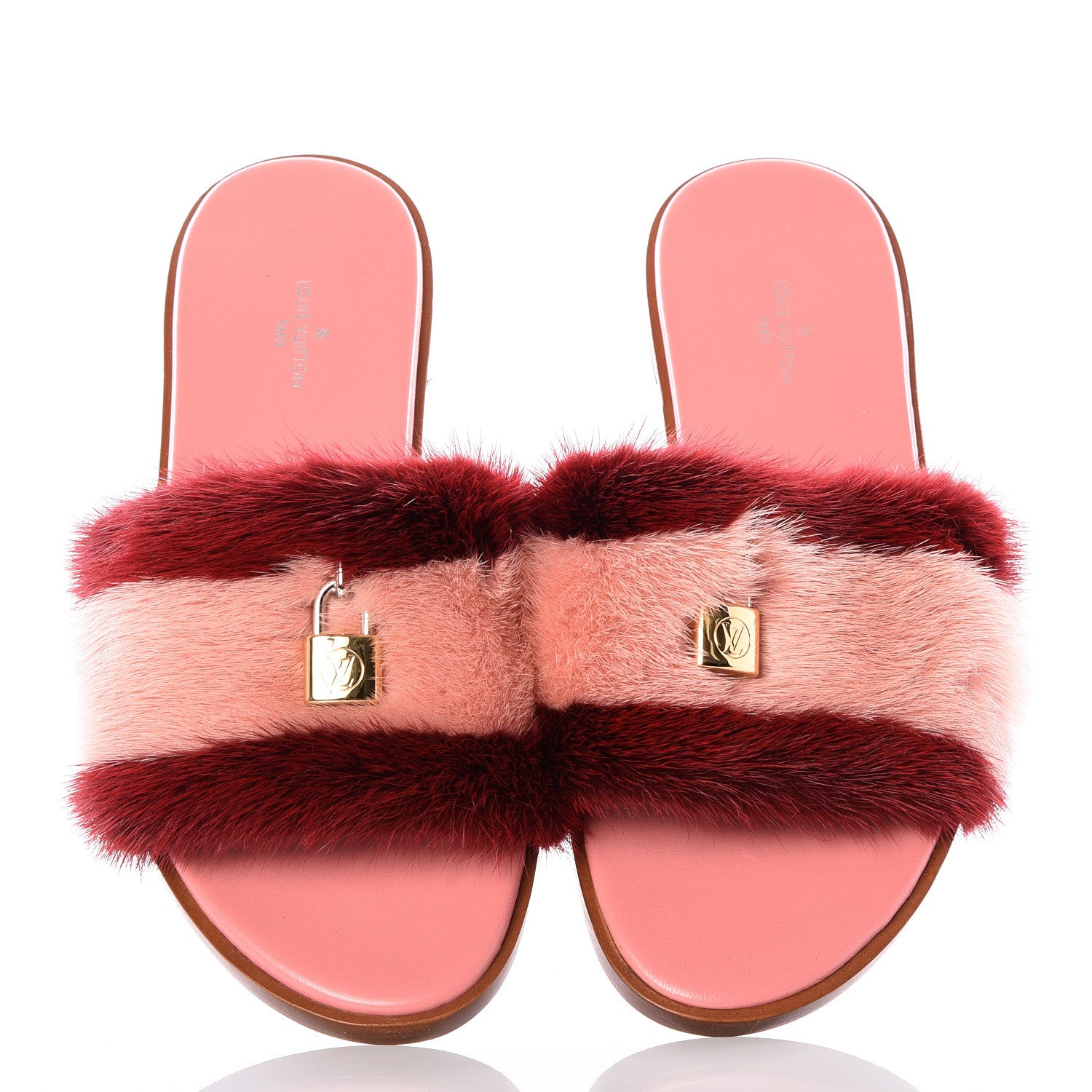Louis Vuitton Mink Fur Lock It Flat Mule 37.5 Bordeaux 5 of 11
