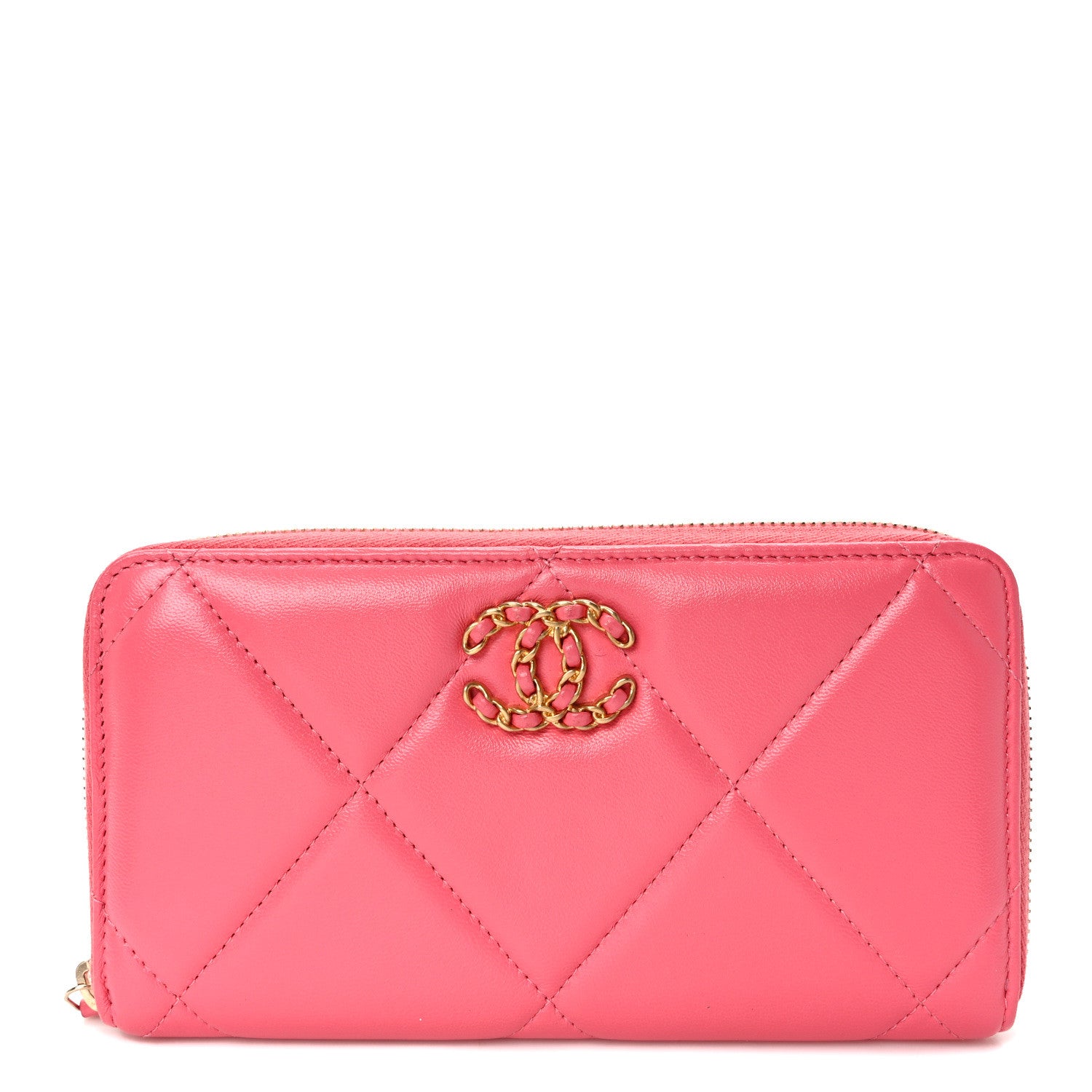 Chanel Lambskin Quilted Chanel 19 Zipped Wallet Pink 1 of 8
