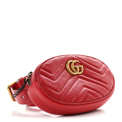 Gucci Calfskin Matelasse GG Marmont Belt Bag 75 30 Hibiscus Red 3 of 9