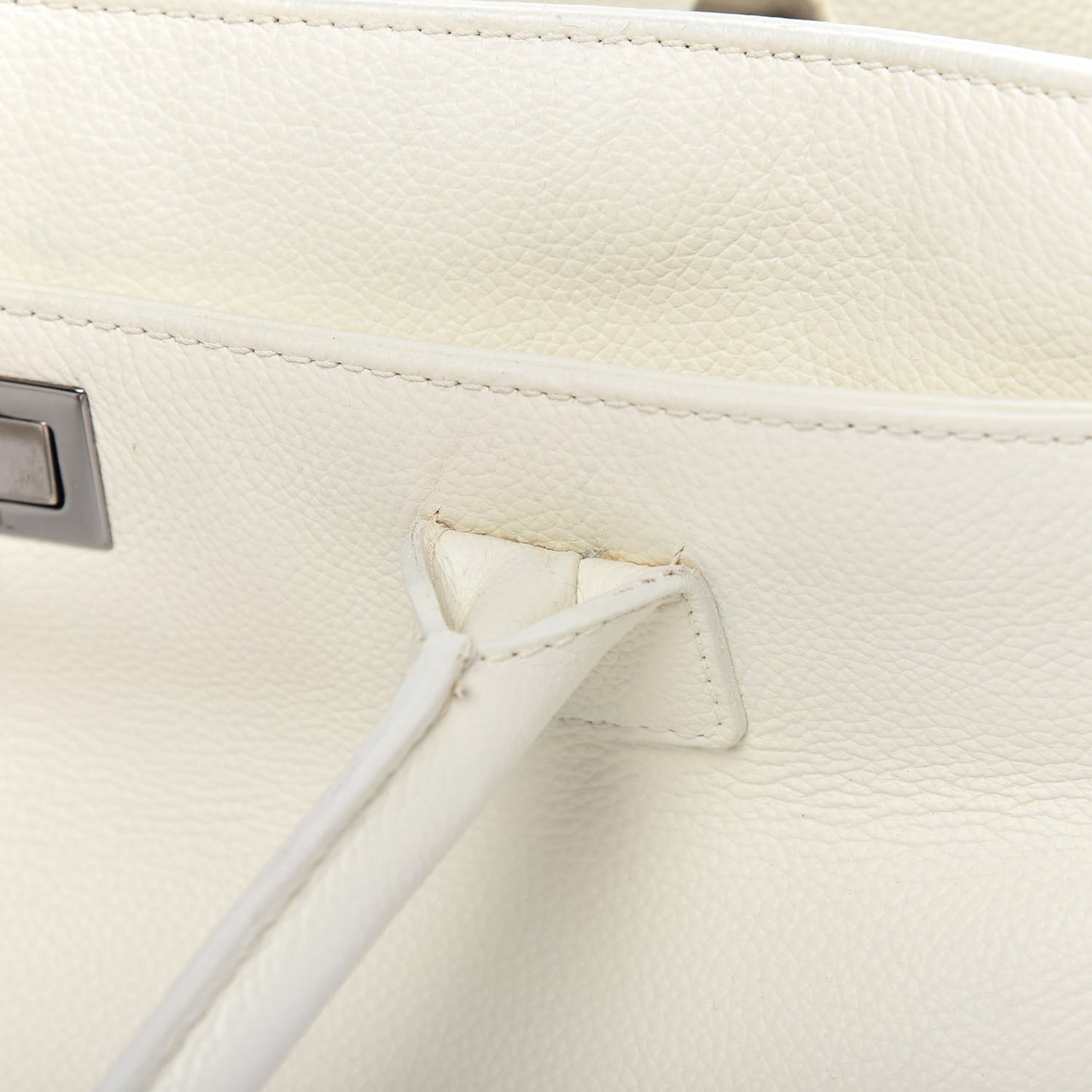Calfskin Mademoiselle Lock Cerf Executive Shopper Tote White