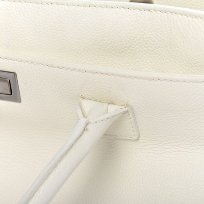 Chanel Calfskin Mademoiselle Lock Cerf Executive Shopper Tote White 14 of 14