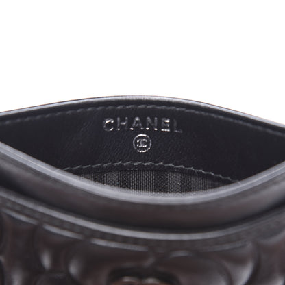 Chanel Lambskin Camellia Embossed Card Holder So Black 7 of 10