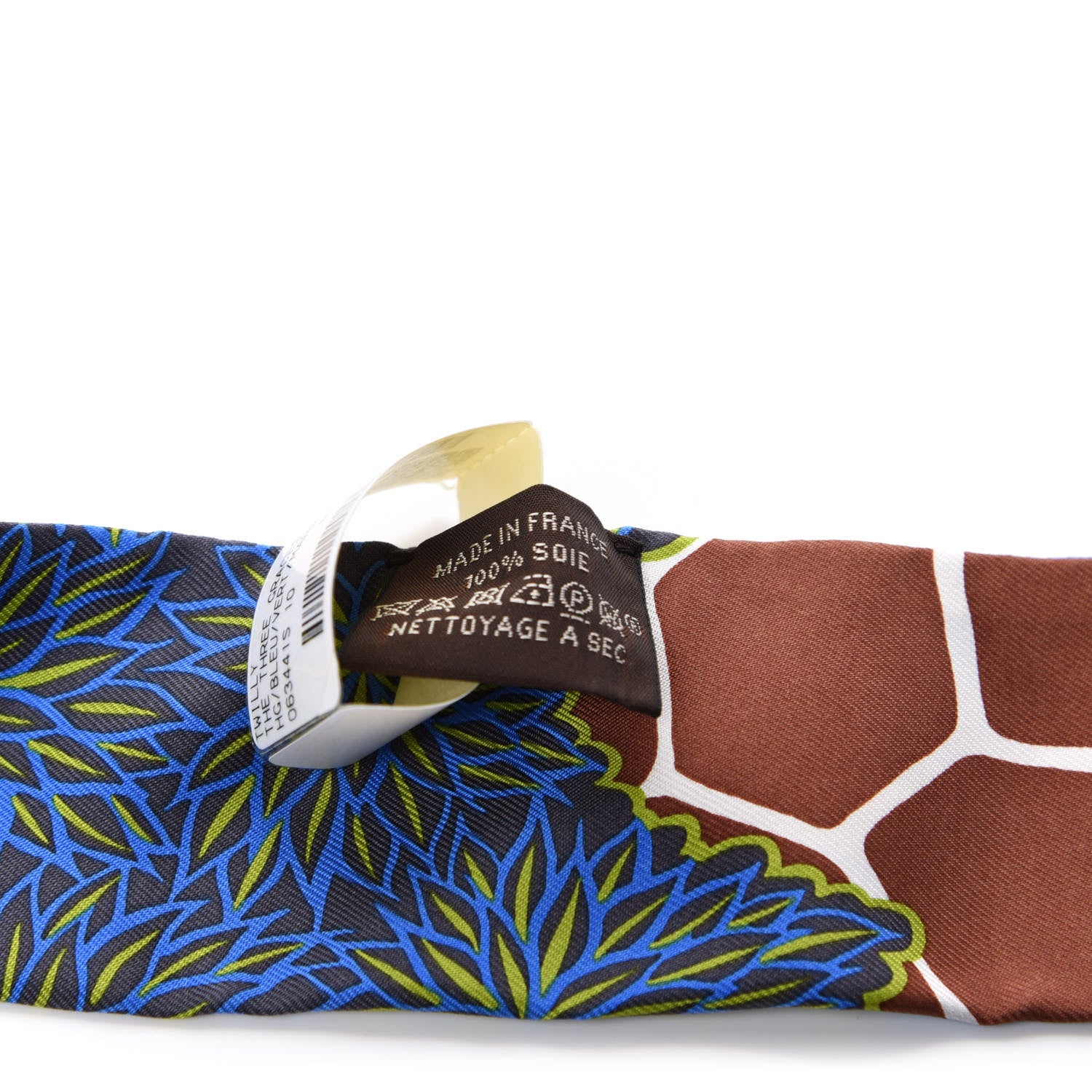 Hermes Silk The Three Graces Twilly Bleu Vert Marron 4 of 4