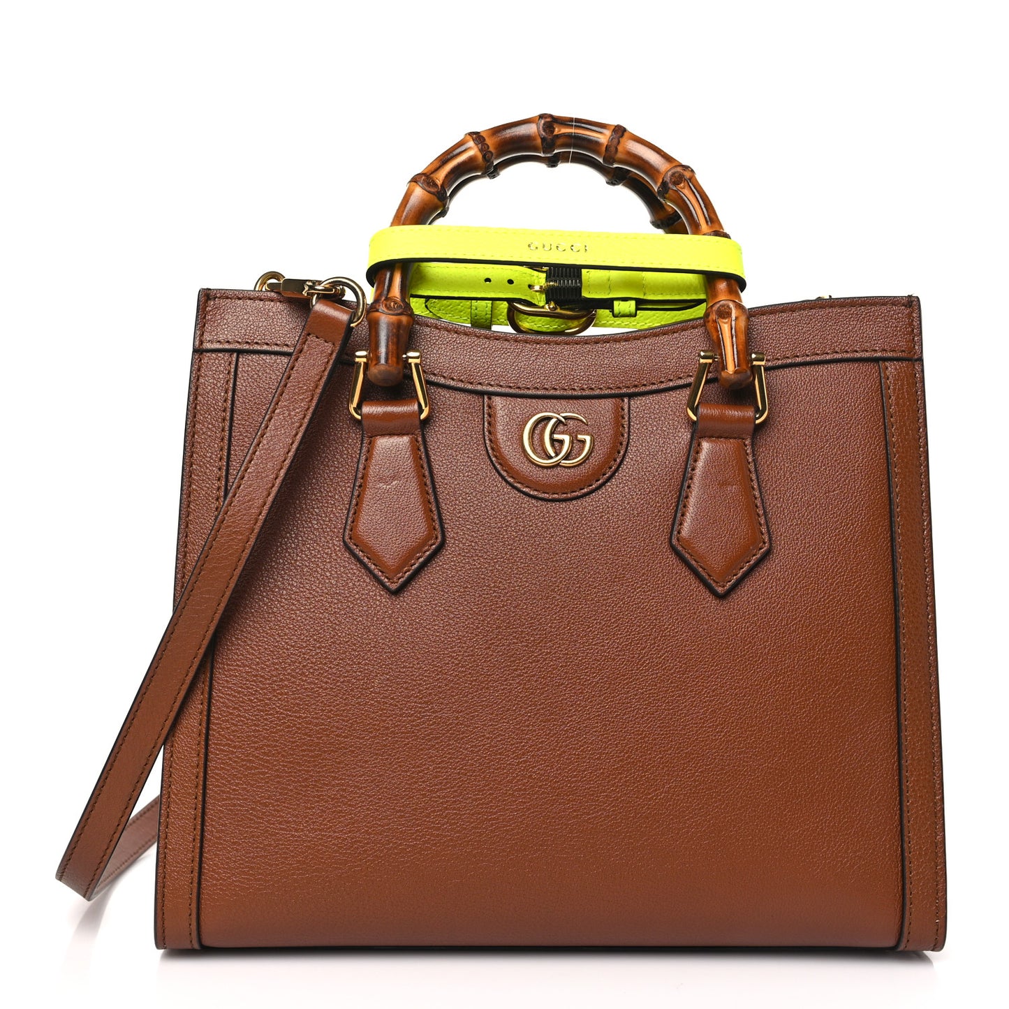 Wonka Grain Calfskin Small Diana Tote Bag Cuir Yellow Fluo