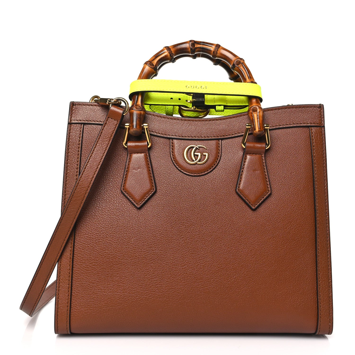 Gucci Wonka Grain Calfskin Small Diana Tote Bag Cuir Yellow Fluo 1 of 9