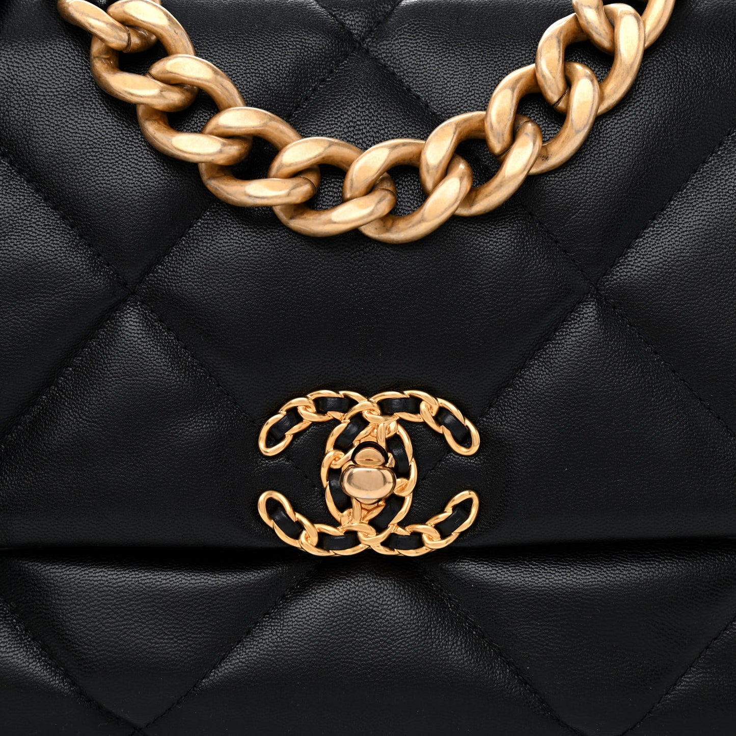 Lambskin Quilted Large Chanel 19 Flap Black