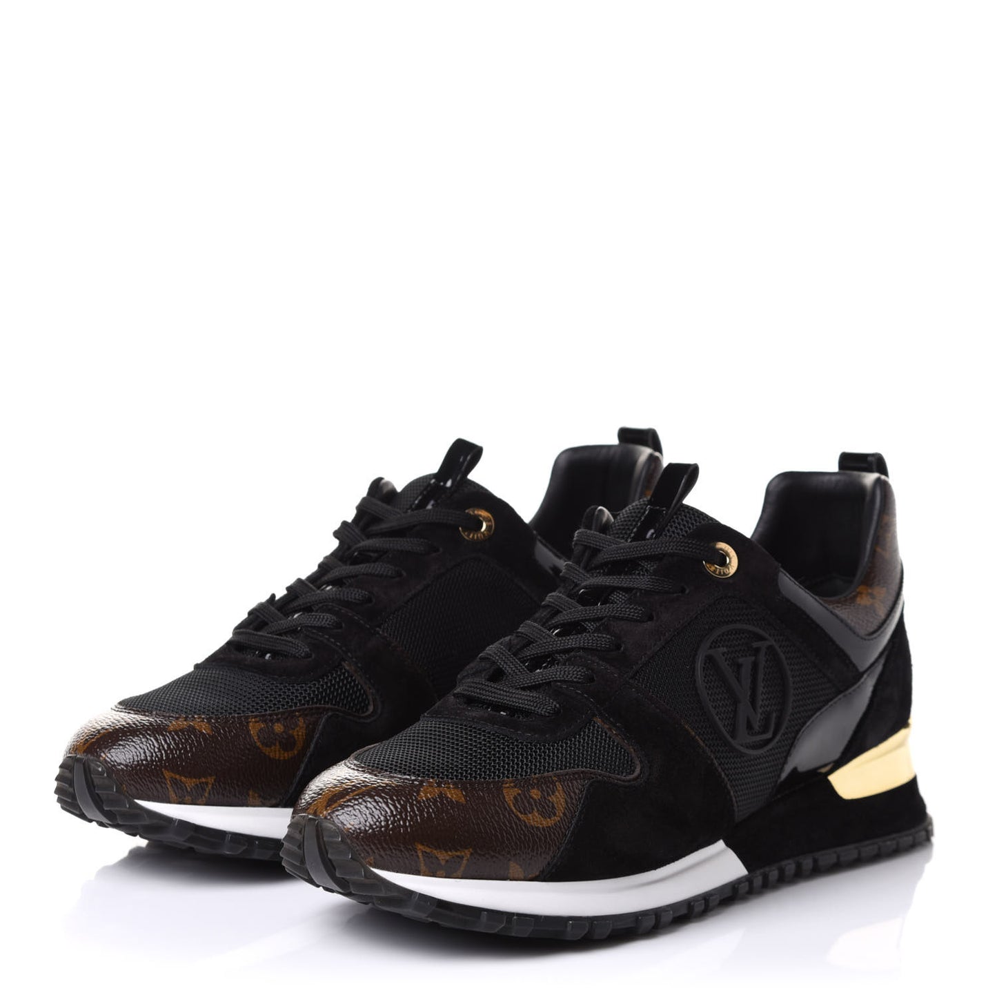 Suede Monogram Run Away Sneakers 38.5 Black