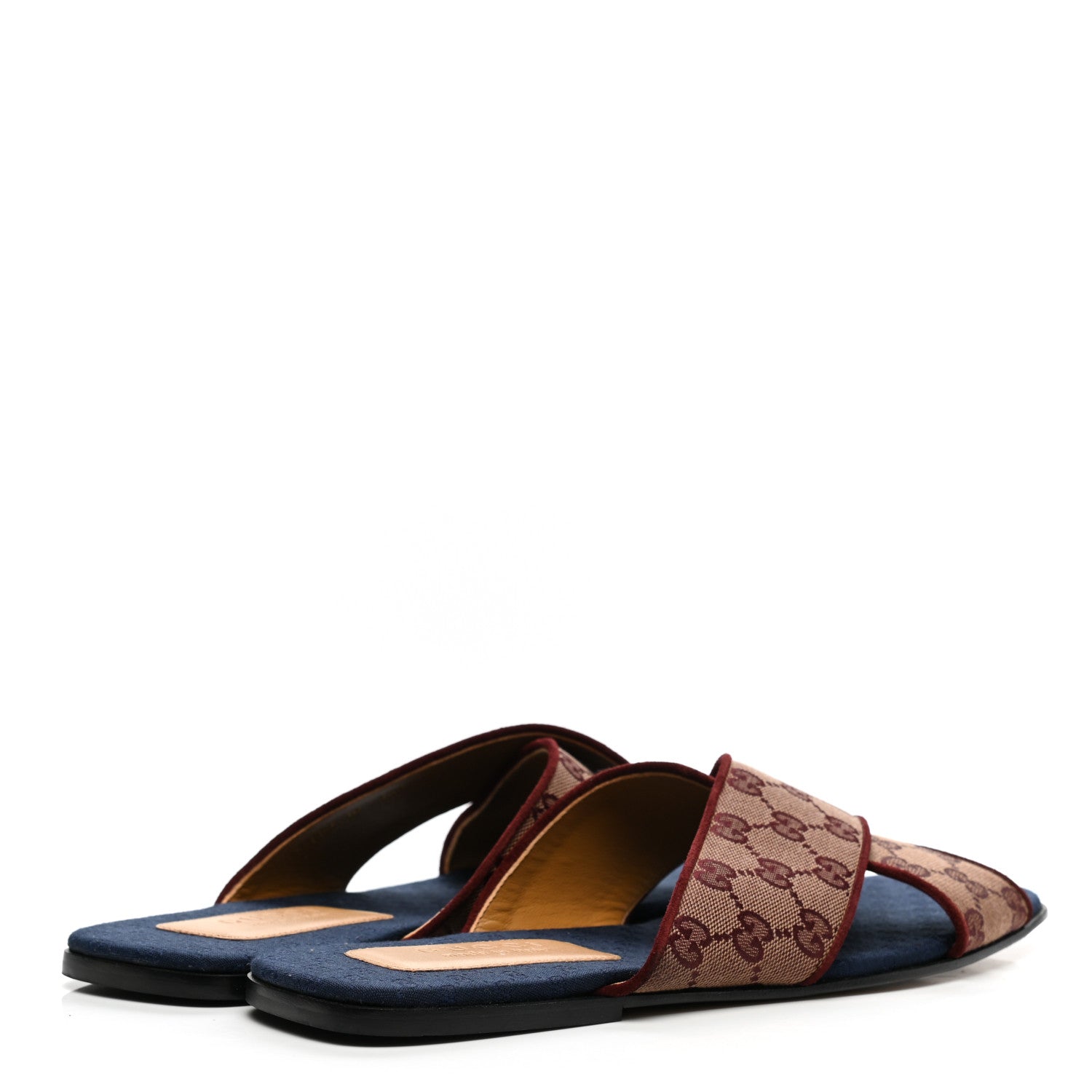 Gucci Canvas GG Monogram Mens Criss Cross Slide Sandals 10 Sahara Rubino Chardonnay 4 of 10