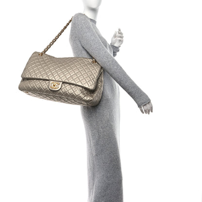 Chanel Metallic Calfskin Quilted XXL Travel Flap Bag Gold 2 of 10