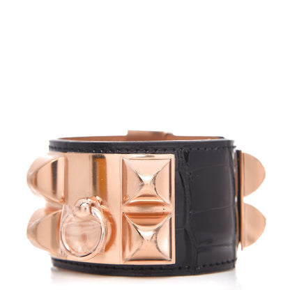 Hermes Shiny Alligator Collier De Chien CDC Bracelet T2 Black 1 of 7