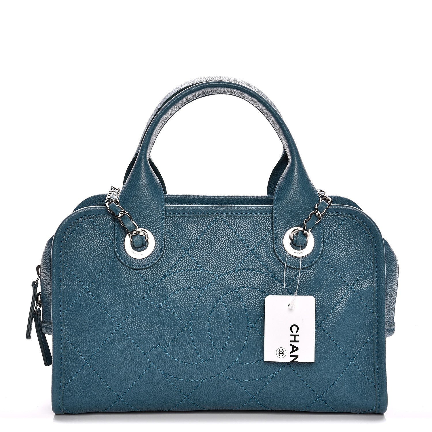 Chanel Caviar Quilted Small Deauville Bowling Bag Blue 1 of 8