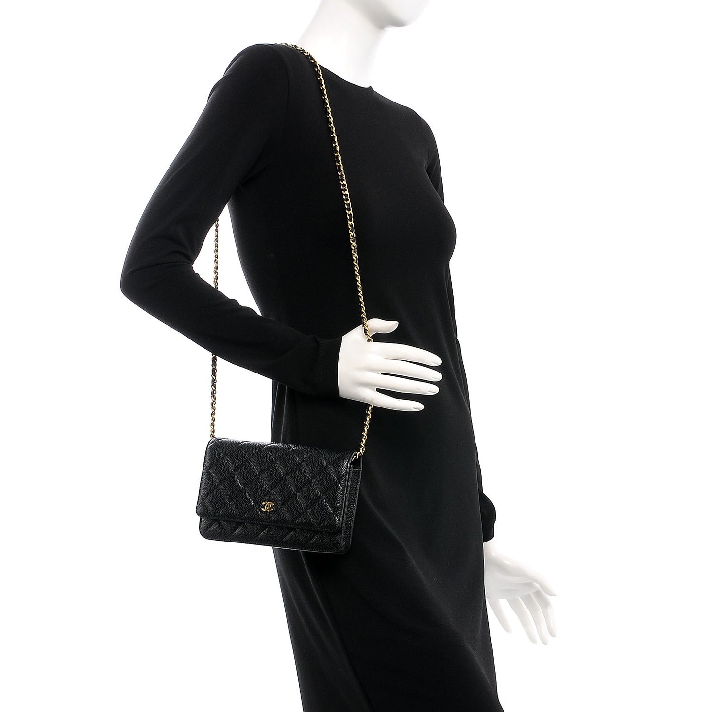 Caviar Quilted Wallet On Chain WOC Black