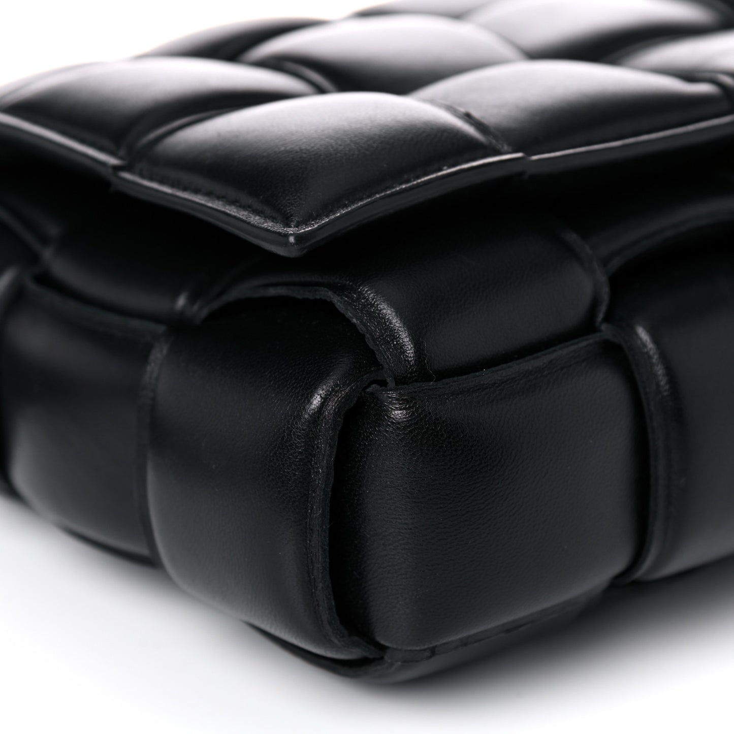 Nappa Maxi Intreccio Padded Cassette Crossbody Bag Black