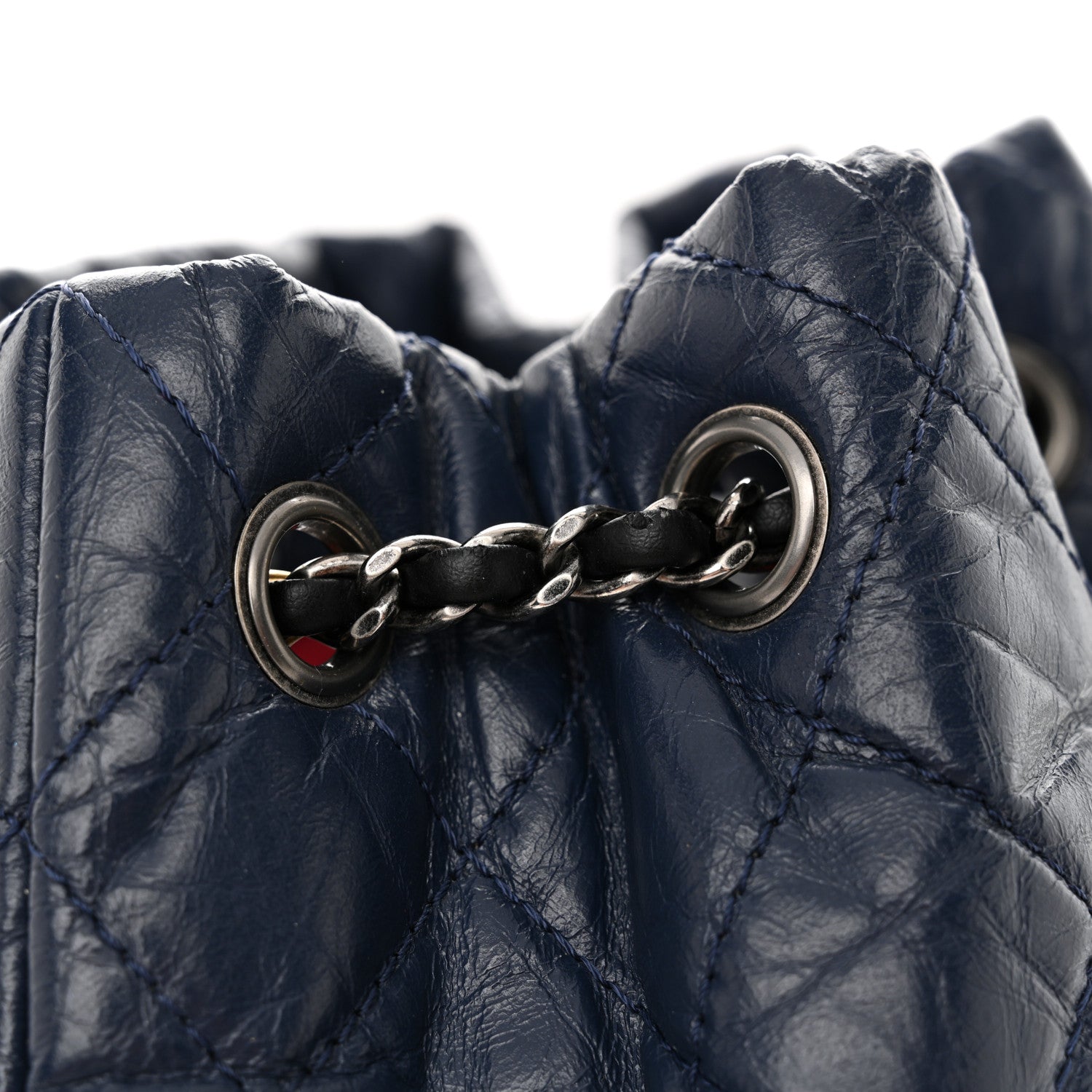 Chanel Aged Calfskin Quilted Gabrielle Backpack Navy Black 15 of 15