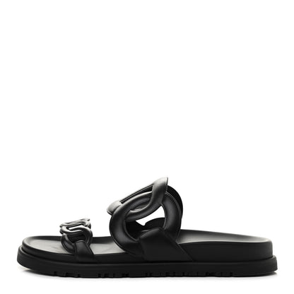 Hermes Nappa Extra Sandals 36.5 Black 1 of 8