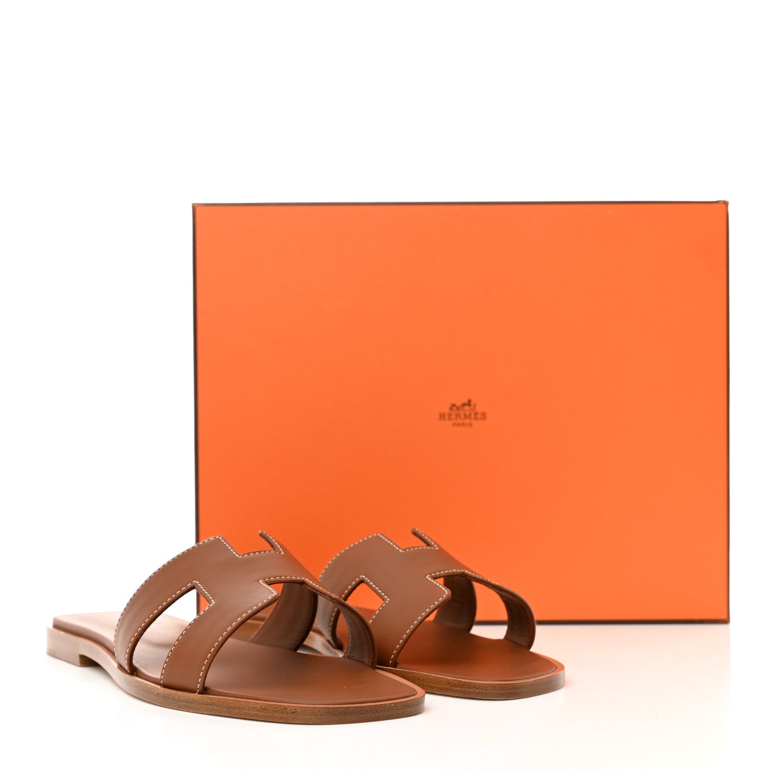 Hermes Box Calfskin Oran Sandals 36 Gold 10 of 10