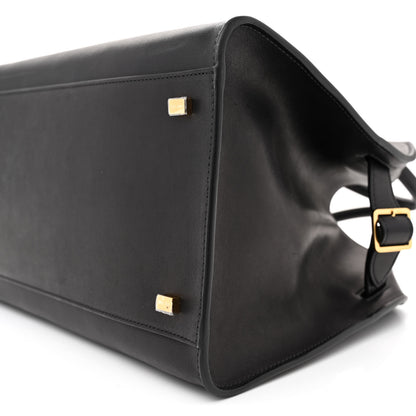 The Row Polished Saddle Calfskin Soft Margaux 12 Black 9 of 10