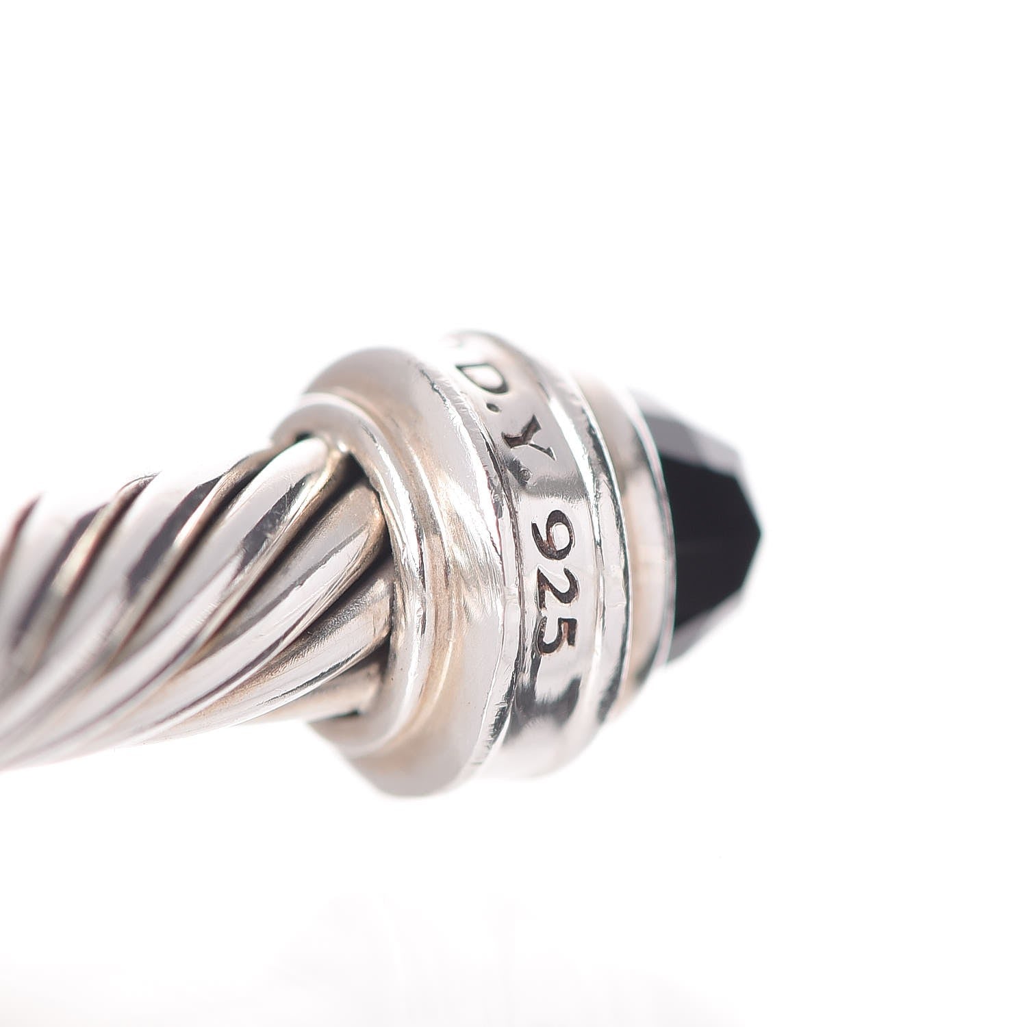 David Yurman Sterling Silver Diamond Black Onyx 5mm Cable Classics Princess Bracelet 4 of 5