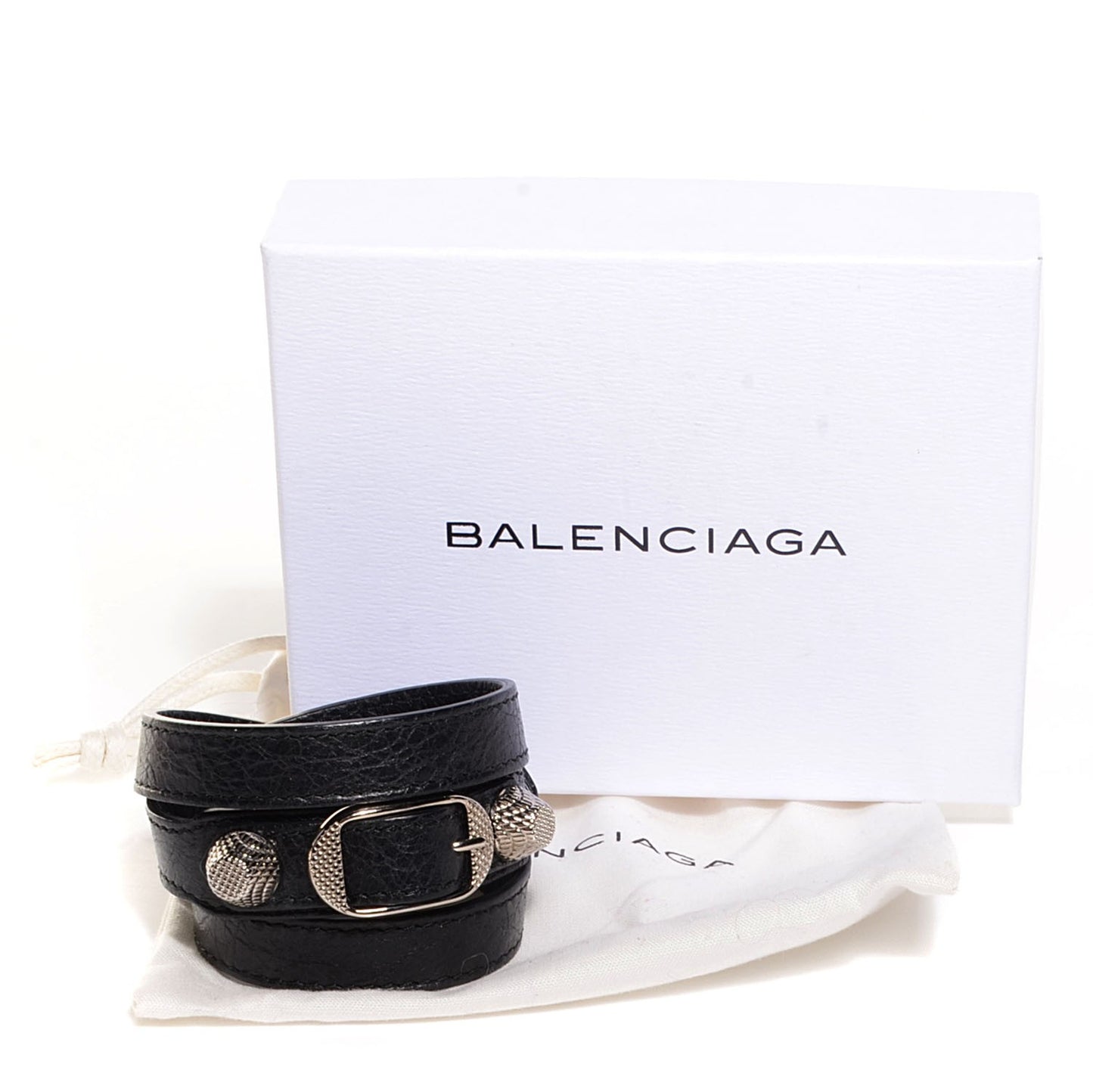 Agneau Giant Silver Hardware Triple Tour M Braceletedium Black