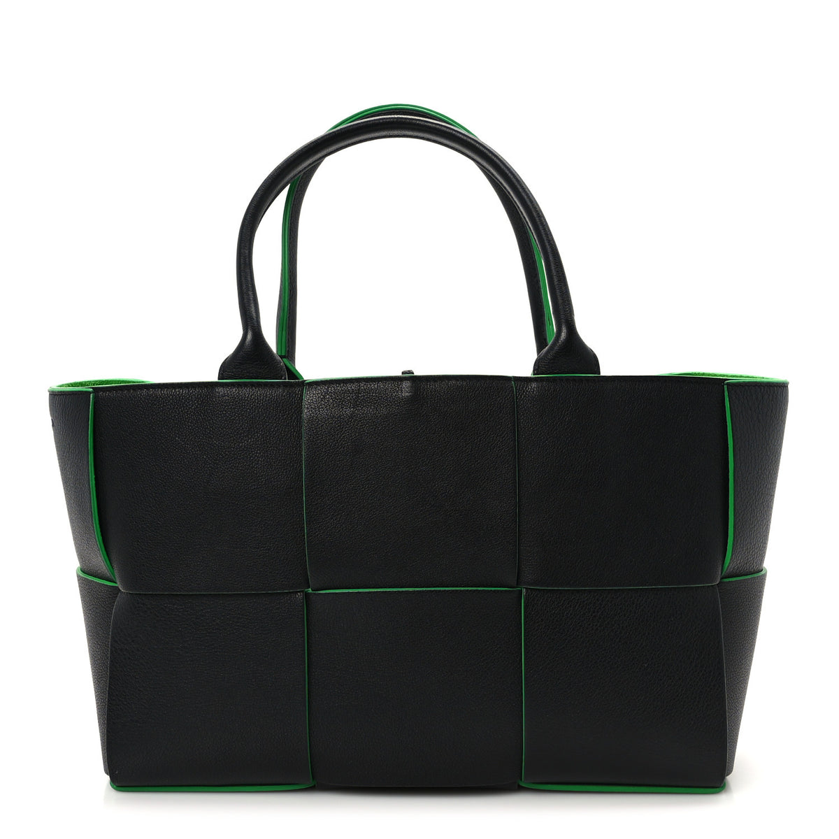Calfskin Maxi Intrecciato Medium Arco Tote Black Parakeet