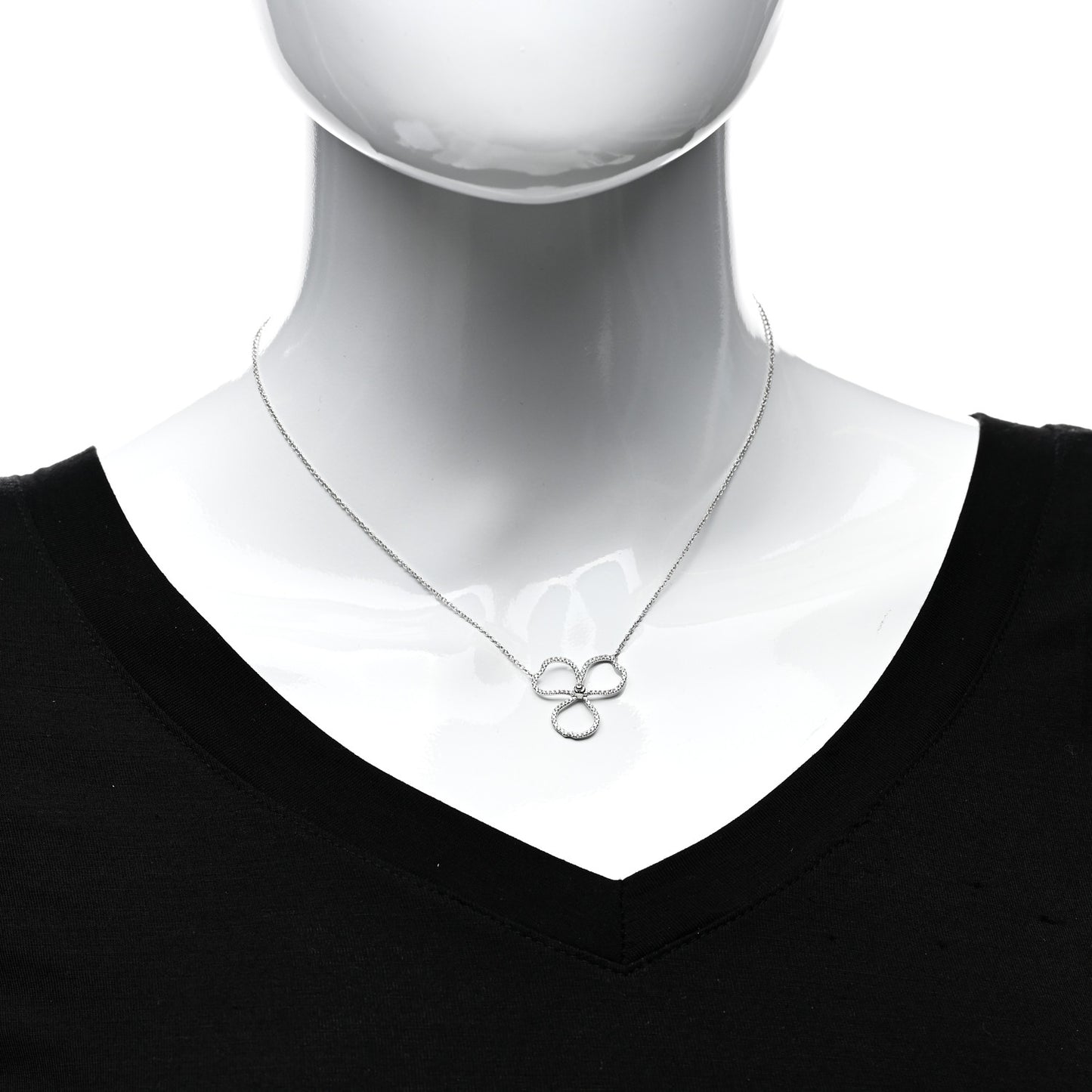 Platinum Diamond Large Paper Flowers Pendant Necklace