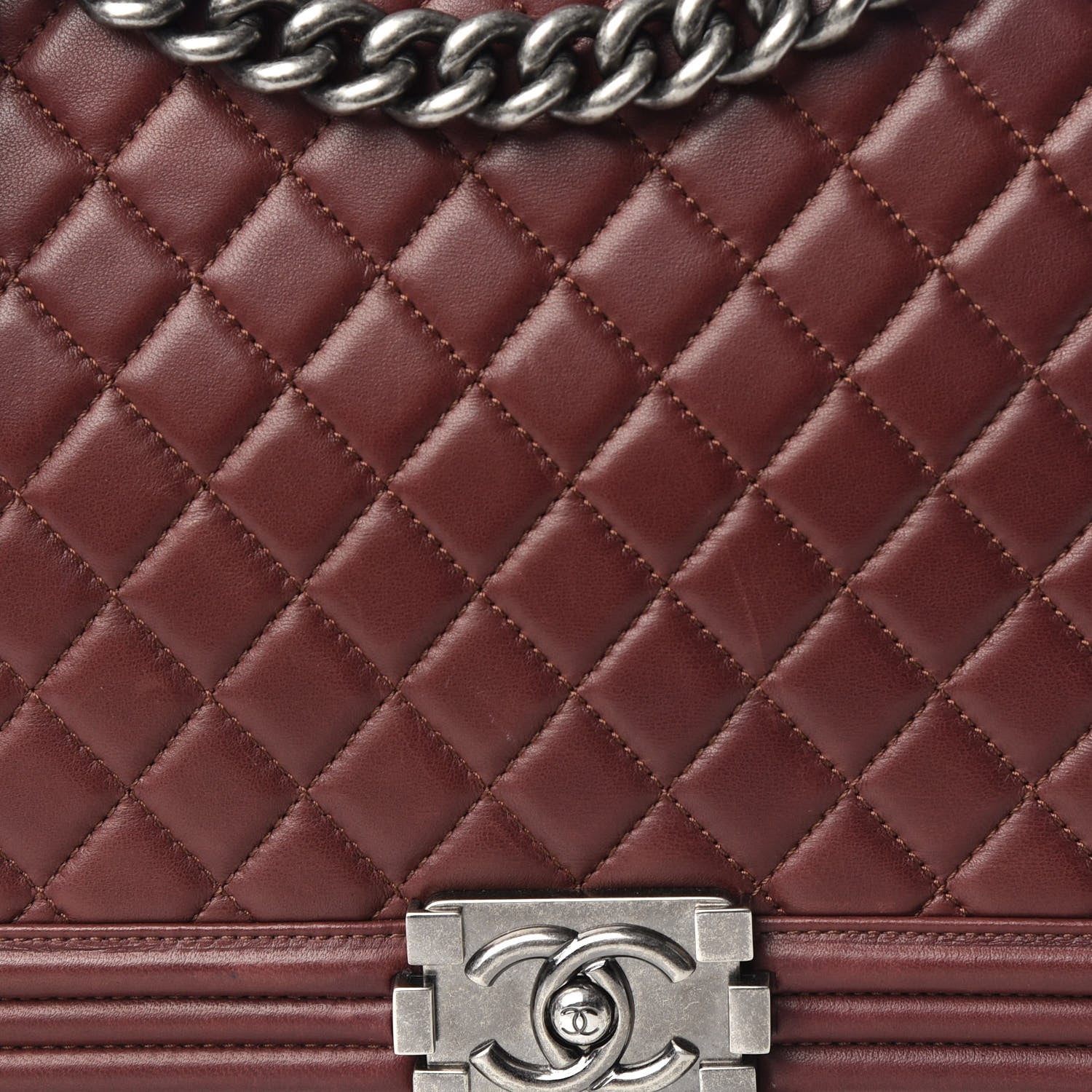 Chanel Lambskin Quilted Large Boy Flap Burgundy 9 of 9