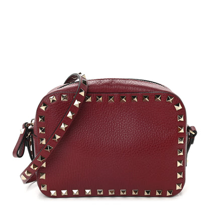 Valentino Garavani Pebbled Calfskin Rockstud Camera Crossbody Bag Rubino 1 of 8