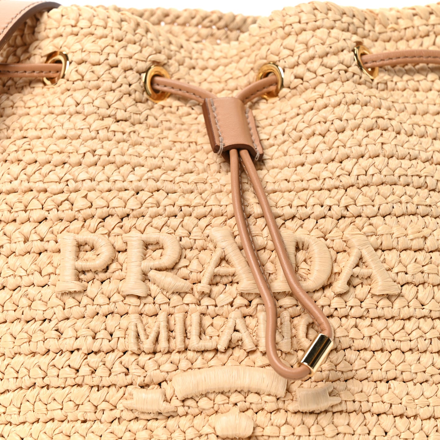 Yarn Raffia Effect Crochet Small Bucket Bag Naturale