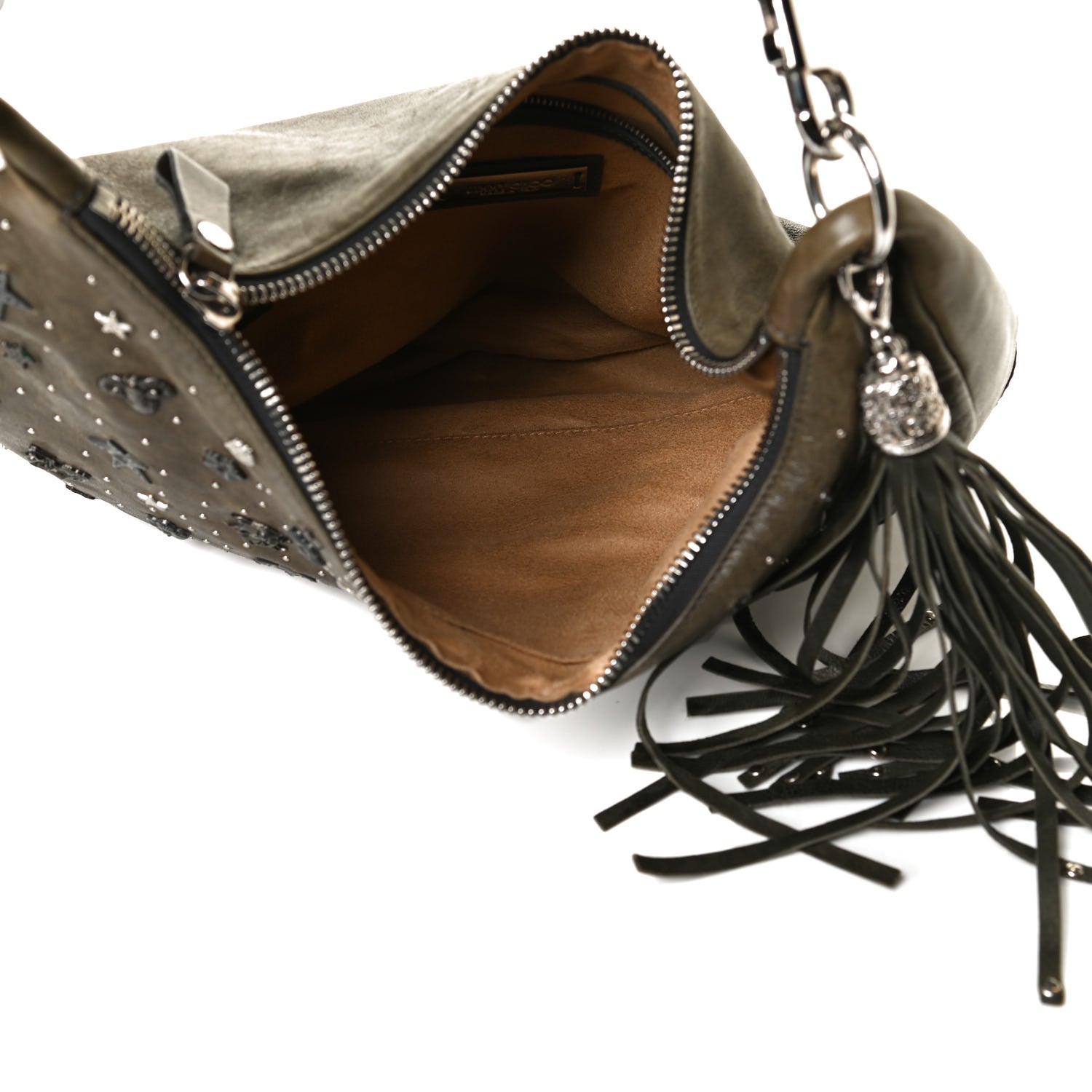 Jimmy Choo Calfskin Studded Sky Hobo Dark Green 5 of 16