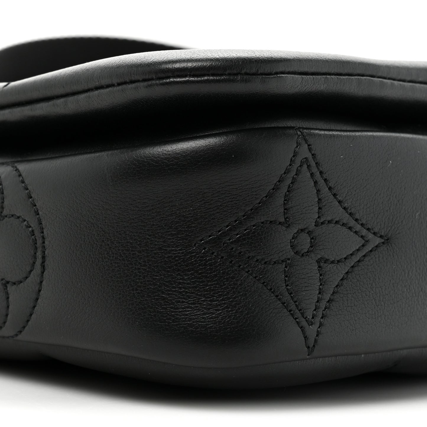Calfskin Bubblegram Wallet On Strap Black