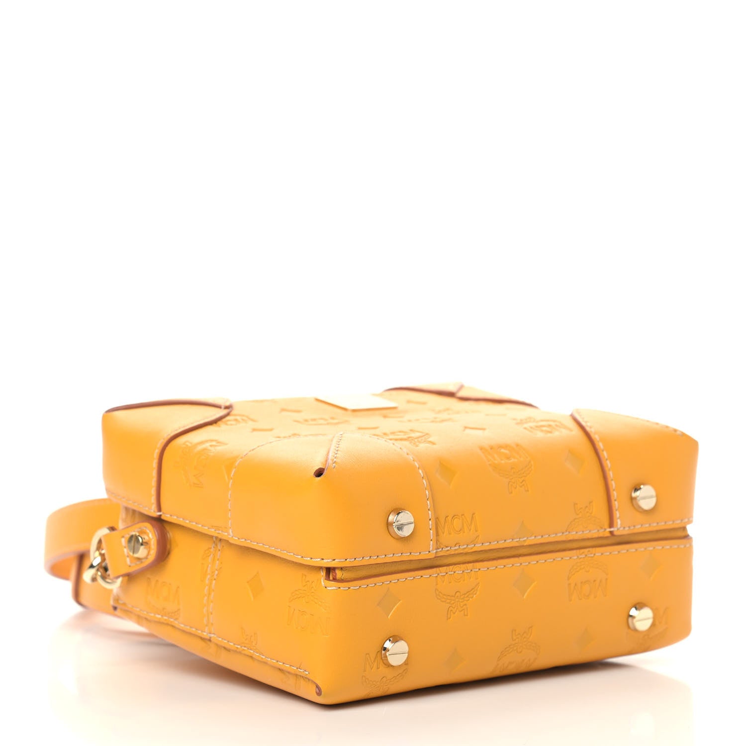 MCM Calfskin Ottomar Monogram Soft Berlin Crossbody Golden Mango 4 of 10